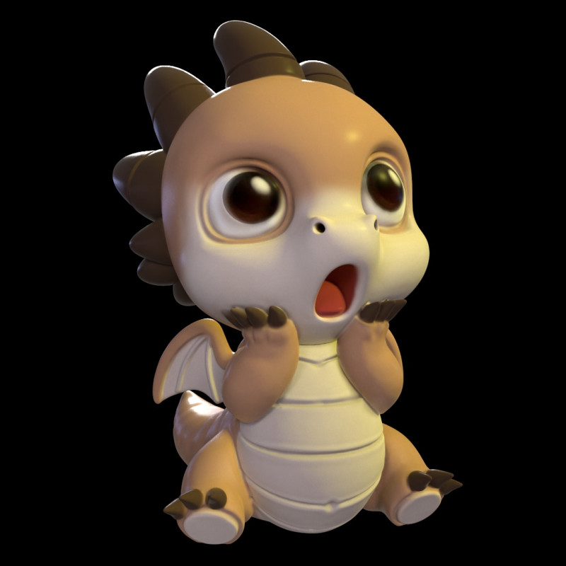 Shocked Baby Dragon 3D Print Model .c4d .max .obj .3ds .fbx .stl .blend 