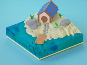 Baia della spiaggia 3D Modello 3D