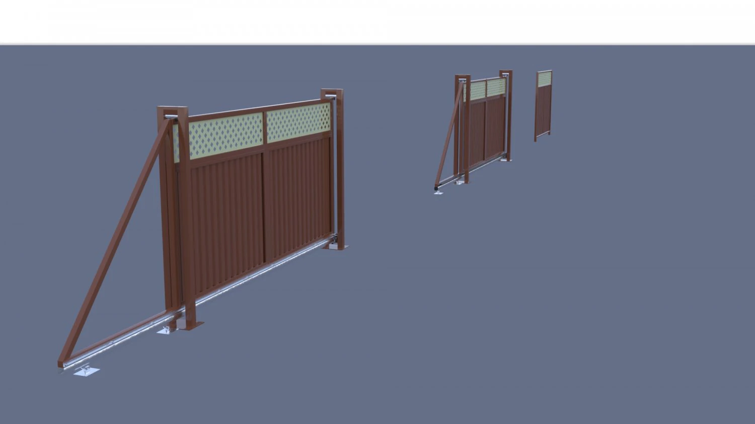 Sliding gates 3D Model .c4d .max .obj .3ds .fbx .stl .blend 