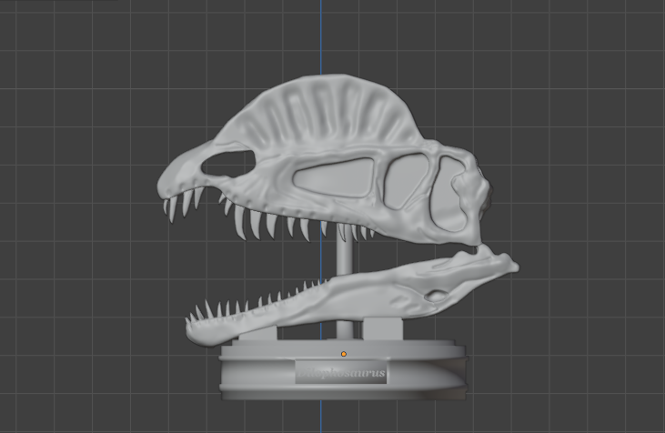 Dilophosaurus decorative skull 3Dプリントモデル .c4d .max .obj .3ds .fbx .stl .blend 