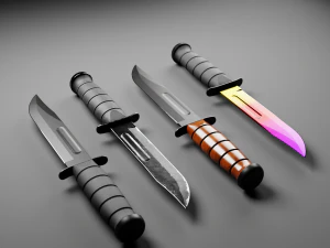 Combat Knife KA-BAR Low-poly Collection 3D Model