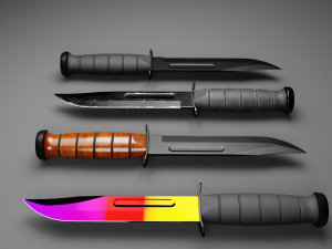 Combat Knife KA-BAR Low-poly Collection Modelo 3D