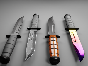 Combat Knife KA-BAR Low-poly Collection Modelo 3D