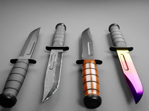 Combat Knife KA-BAR Low-poly Collection 3D Model