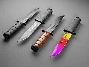 Combat Knife KA-BAR Low-poly Collection Modelo 3D