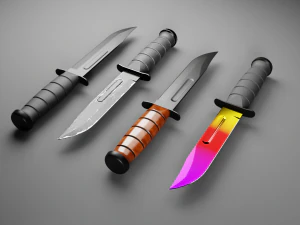 Combat Knife KA-BAR Low-poly Collection 3D Model