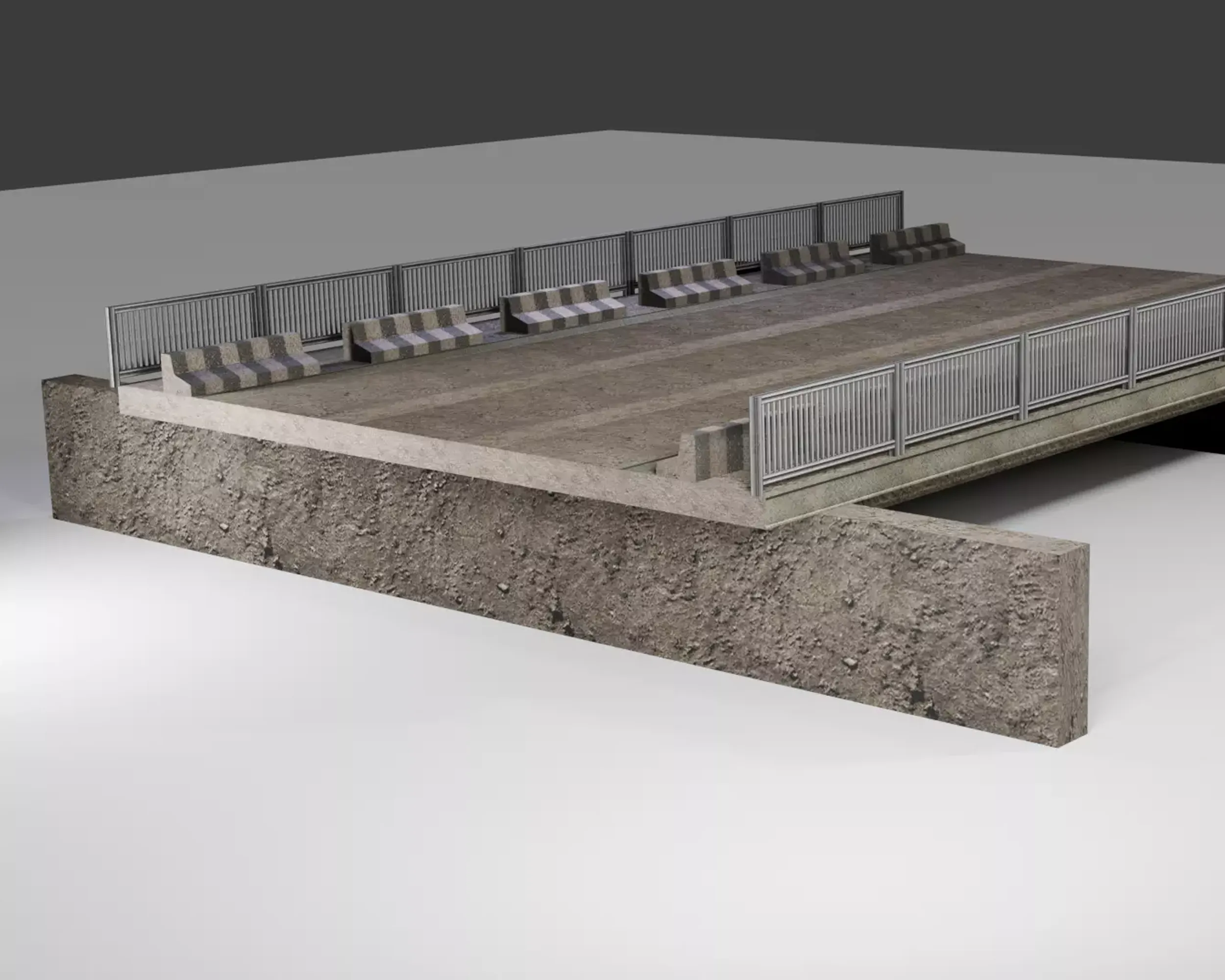 Concrete bridge Low-poly 3D Model .c4d .max .obj .3ds .fbx .stl .blend 