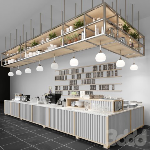 Restaurant Bar 3D Model .c4d .max .obj .3ds .fbx .stl .blend 
