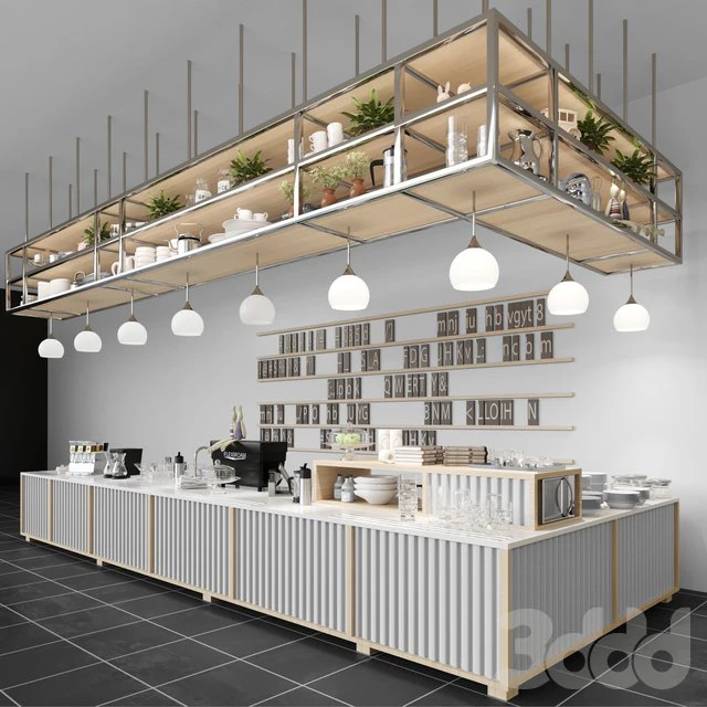 Restaurant Bar 3D Model .c4d .max .obj .3ds .fbx .stl .blend 