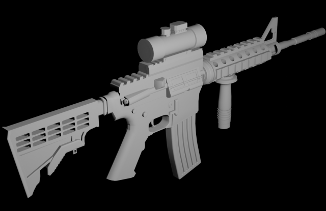 M4A1 assault rifle weapon 3D Model .c4d .max .obj .3ds .fbx .stl .blend 