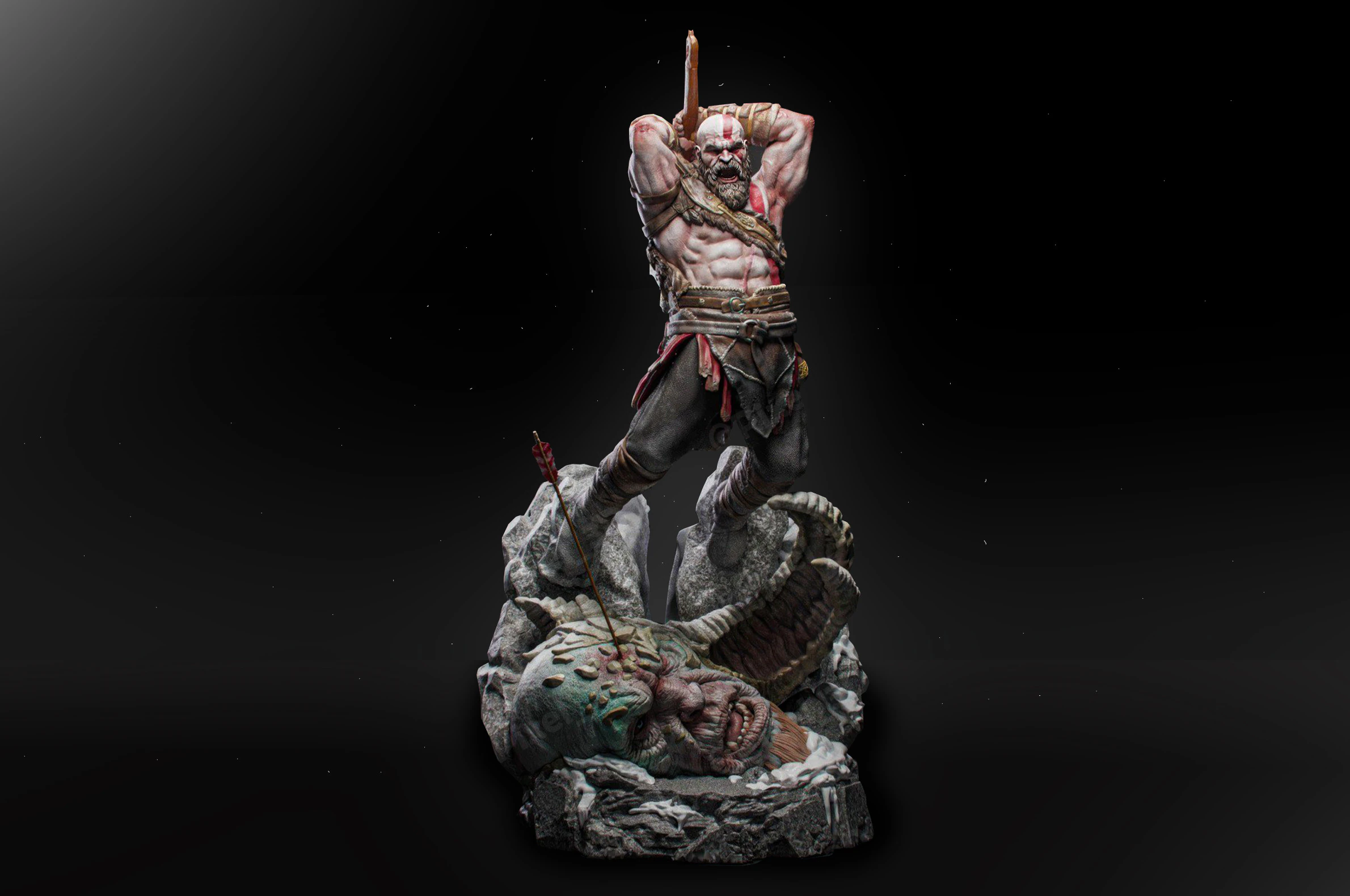 收藏版战神雕像奎托斯印刷品 3D 打印模型 .c4d .max .obj .3ds .fbx .stl .blend