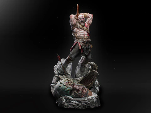 Koleksiyonluk Savaş Tanrısı Heykelciği Kratos Baskı 3D Baskı Modeli