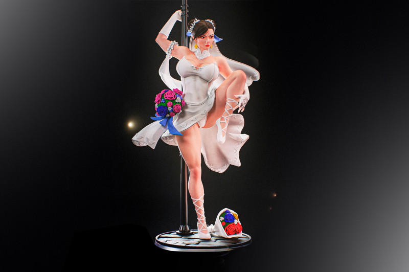 Chun Li Collectible Figurine Print 3D Baskı Modeli .c4d .max .obj .3ds .fbx .stl .blend 