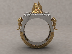 Wolf head men signet ring 3d printable model 3D Model