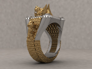 Wolf head men signet ring 3d printable model 3D Model