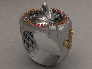 Wolf head men ring 3D 打印模型