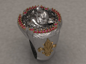 Wolf head men ring 3D 打印模型