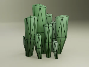 Stylized hand-painted succulent plants 3D Model