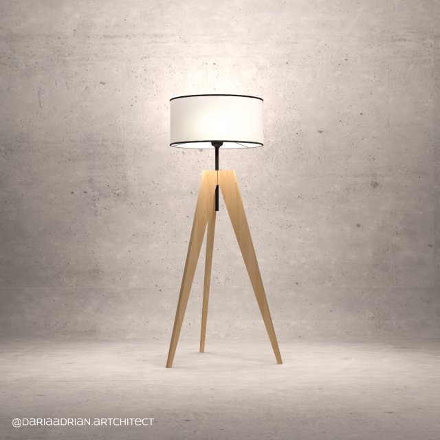 Floor Lamp Artdeco wooden legs Modelo 3D .c4d .max .obj .3ds .fbx .stl .blend 