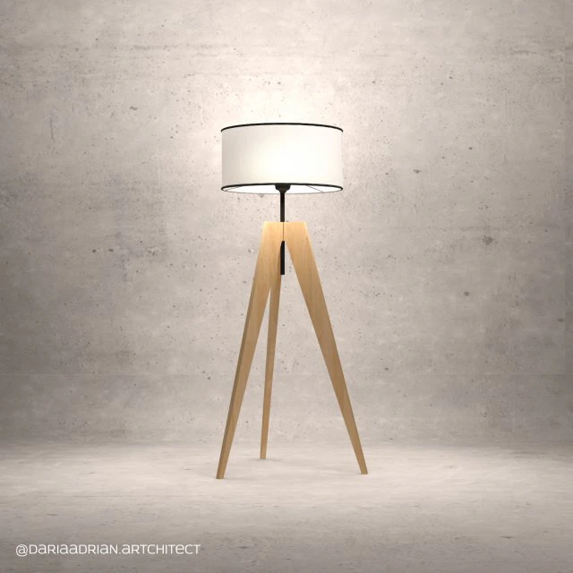 L&aacute;mpara de pie Artdeco patas de madera Modelo 3D .c4d .max .obj .3ds .fbx .stl .blend 