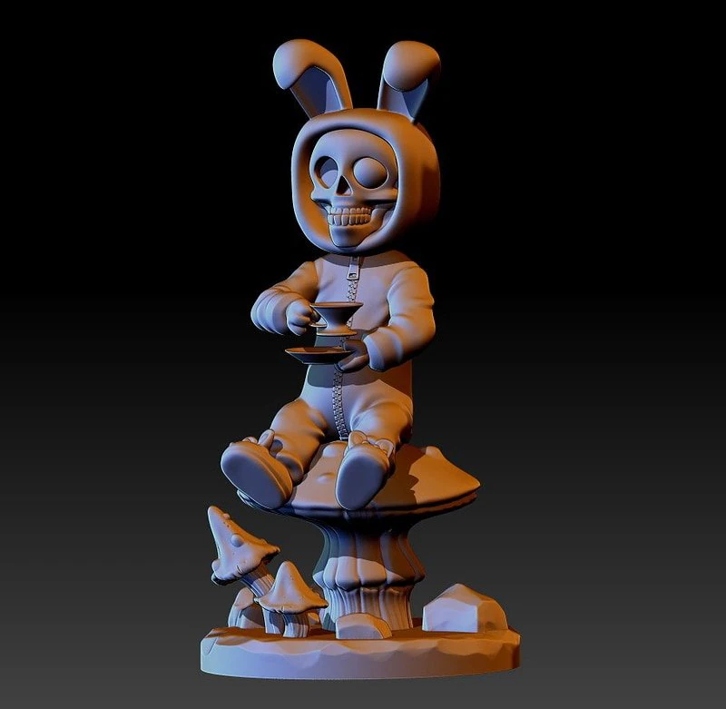 White rabbit halloween 3D Print Model .c4d .max .obj .3ds .fbx .stl .blend 