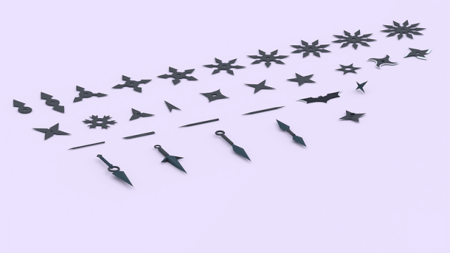 Shuriken ninja pack 3d 3D Model .c4d .max .obj .3ds .fbx .stl .blend 