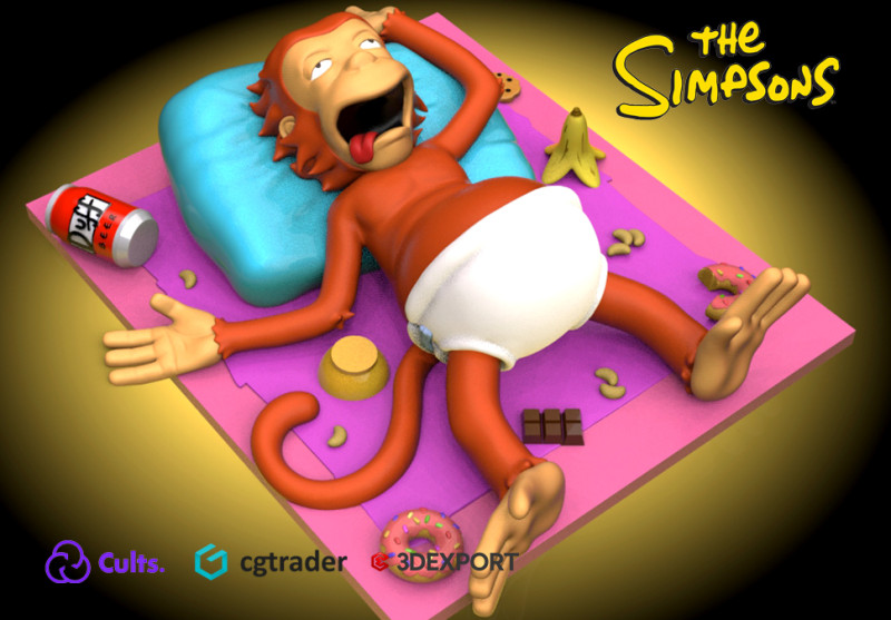 MOJO - THE SIMPSONS MONKEY 3D 프린트 모델 .c4d .max .obj .3ds .fbx .stl .blend 