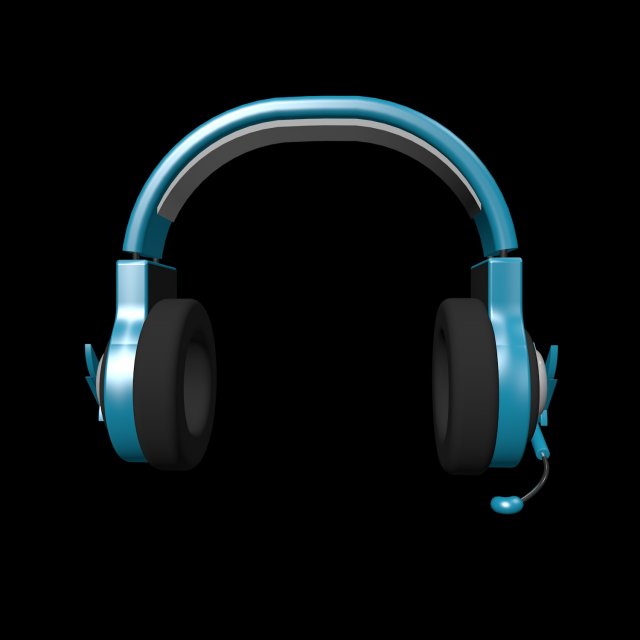 Headphones blue Model 3D .c4d .max .obj .3ds .fbx .stl .blend 