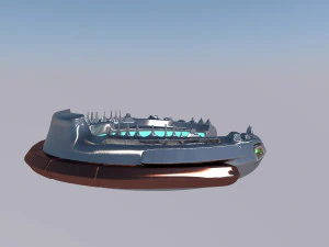 Metallic Spaceship 3D Model