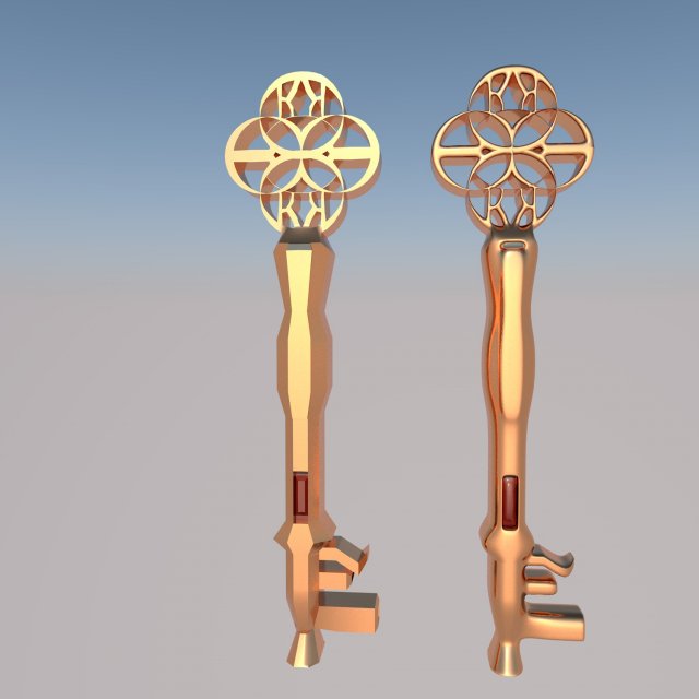 Golden key Modelo 3D .c4d .max .obj .3ds .fbx .stl .blend 