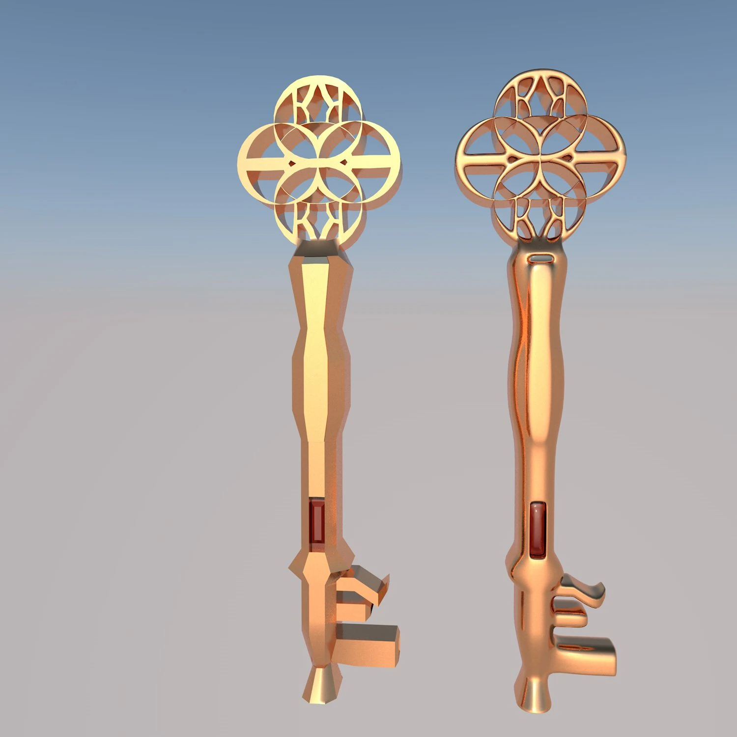 Golden key 3D Model .c4d .max .obj .3ds .fbx .stl .blend 