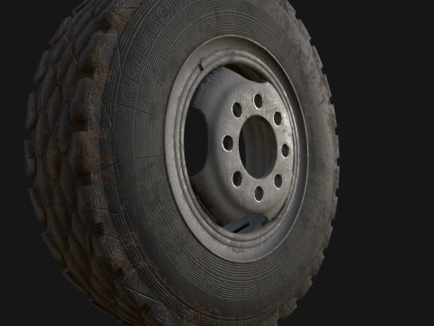 Soviet Heavy Truck Wheel - Game Ready PBR ZIL-130 Style 3D Model