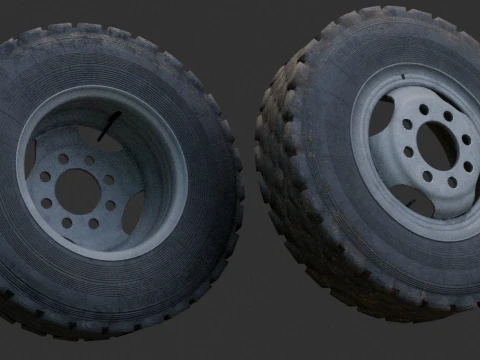 Soviet Heavy Truck Wheel ZIL-130 Style - 2 PBR Texture Sets Clean Muddy 3Dモデル
