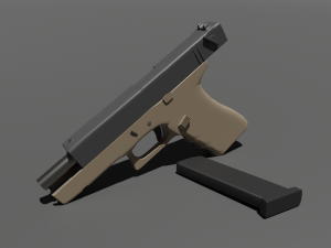 Pistol with materials  3D Model