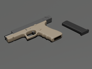 Pistol with materials 3D Model