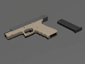 Pistol with materials 3D Model