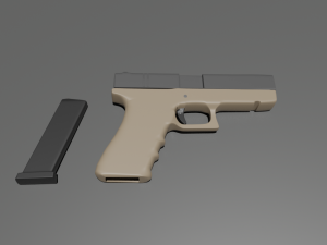 Pistol with materials 3D Model