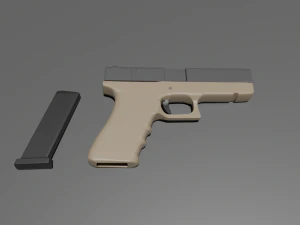 Pistol with materials 3D Model
