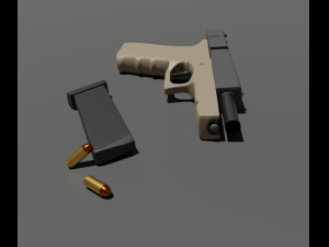 Pistol with materials 3D Model