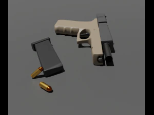 Pistol with materials 3D Model