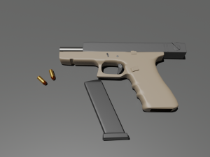 Pistol with materials 3D Model