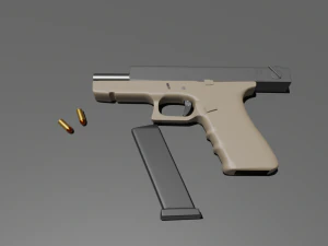 Pistol with materials 3D Model