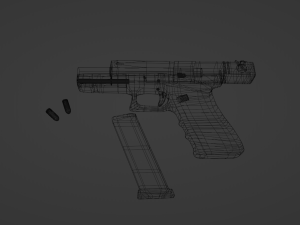 Pistol with materials 3D Model