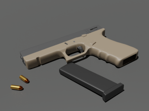 Pistol with materials 3D Model