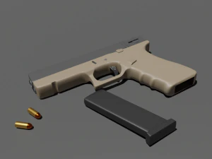 Pistol with materials 3D Model