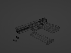 Pistol with materials 3D Model