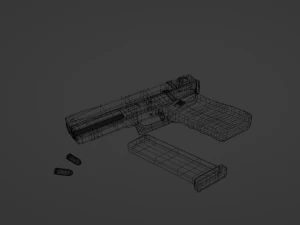 Pistol with materials 3D Model