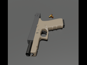 Pistol with materials 3D Model
