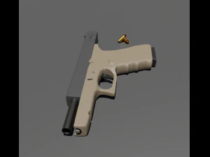 Pistol with materials 3D Model