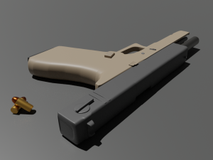 Pistol with materials 3D Model